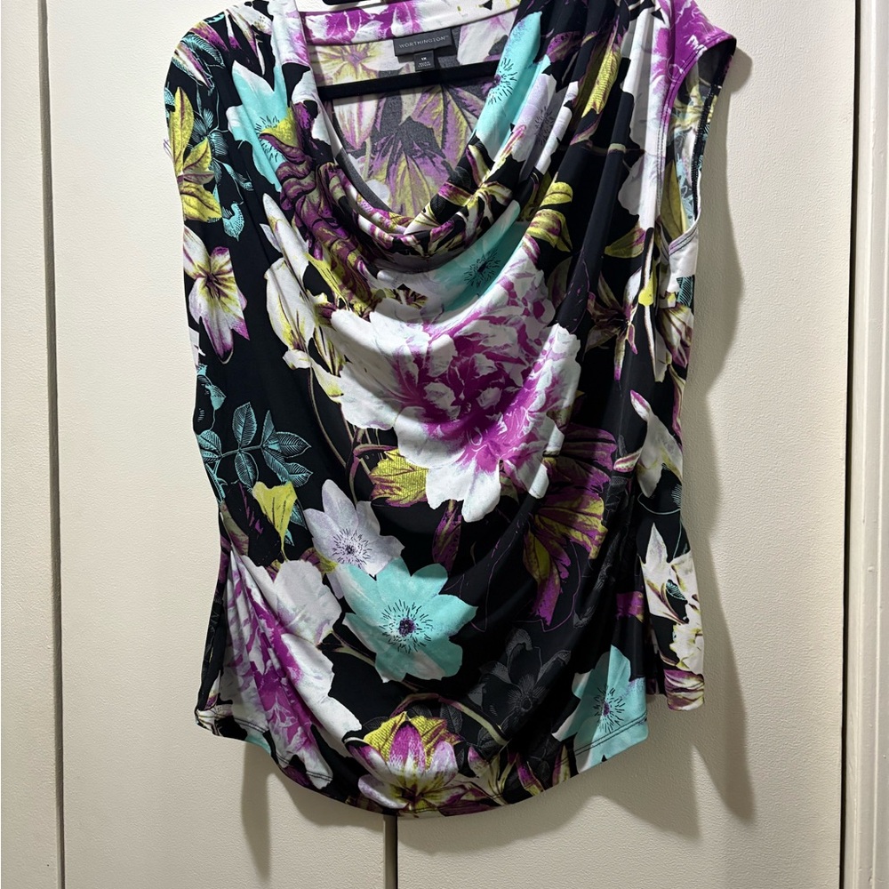 Floral Cowl Neck Women's Top - Picture 1 of 5